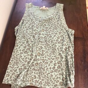 Dolan Mint Leopard Print Sleeveless Tank Top Size S